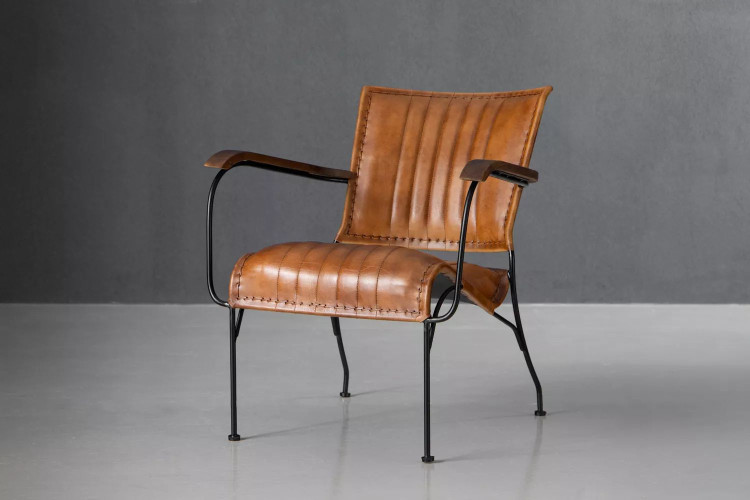 Demo - Jolie Leather Armchair - Burnt Tan Demo Clearance - 1