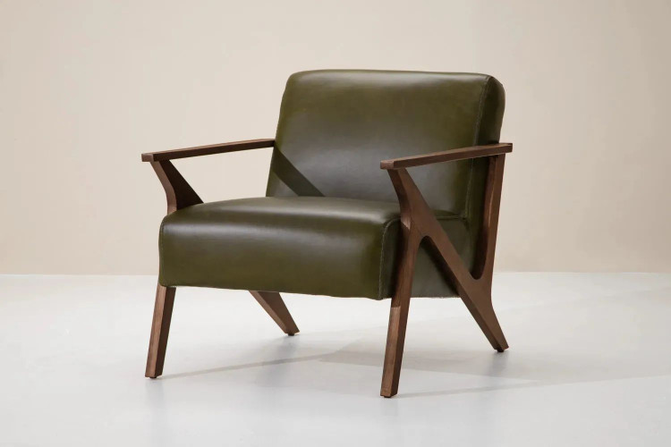Demo - Melrose Leather Armchair - Olive Demo Clearance - 1