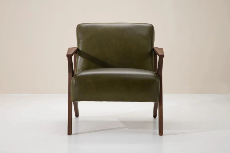 Demo - Melrose Leather Armchair - Olive Demo Clearance - 1