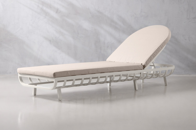 Lisbon Pool Lounger - Stone & White Patio and Outdoor Lounge Furniture - 1