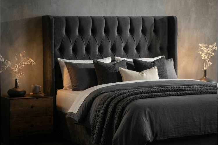 Demo - Genevieve Headboard-K-Velvet Mercury Demo Clearance - 1