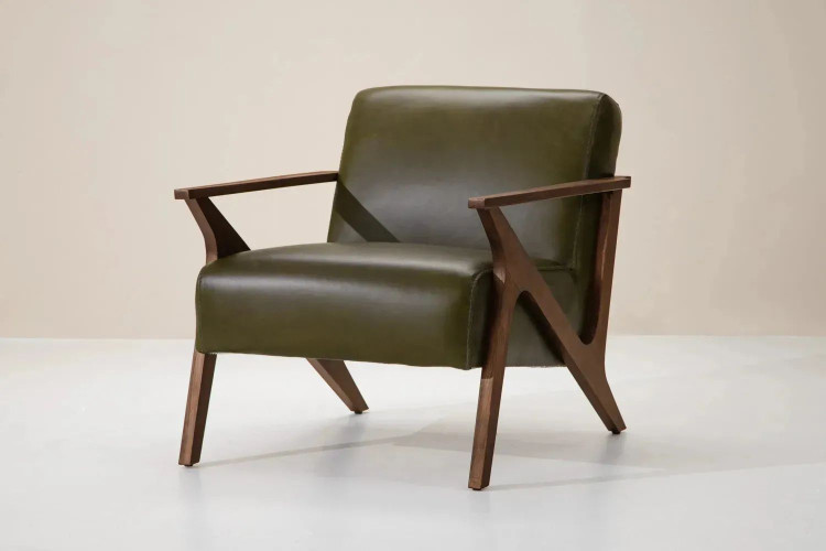 Demo - Melrose Leather Armchair - Olive Demo Clearance - 1
