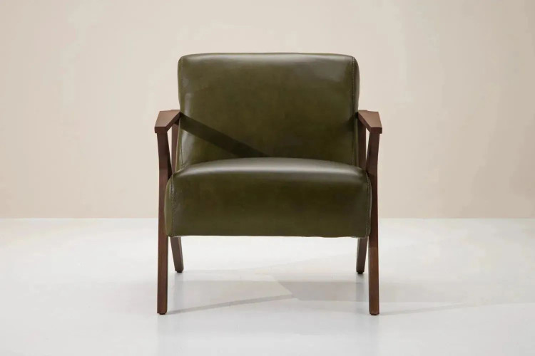 Demo - Melrose Leather Armchair - Olive Demo Clearance - 1
