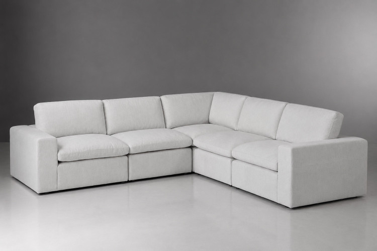 Bexley Leather Grand Corner Couch Set - Pearl Couches - 1
