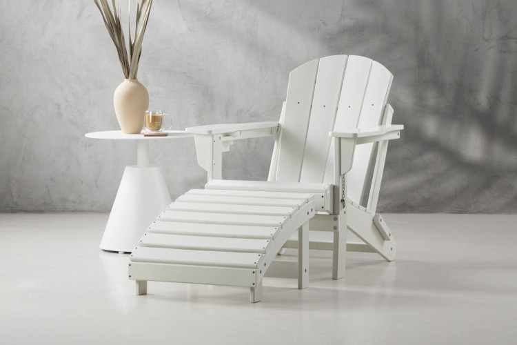 Hampton Patio Lounge Chair & Footrest - White Home - 1