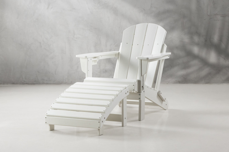 Hampton Patio Lounge Chair & Footrest - White Home - 1