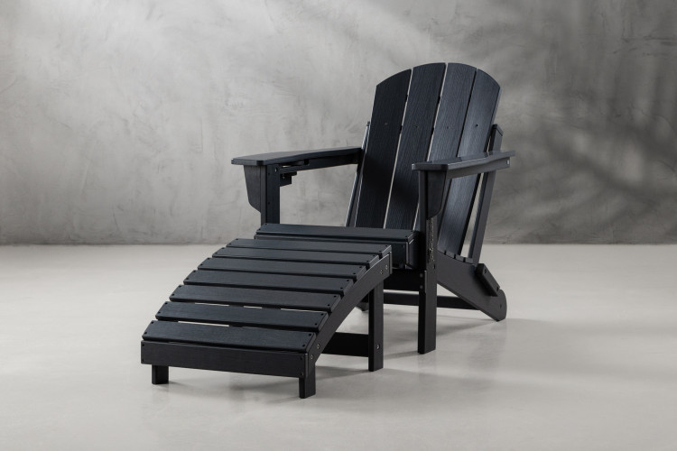 Hampton Patio Lounge Chair & Footrest - Charcoal Patio Chairs - 1