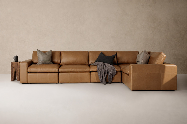 Bexley Leather Grand Corner Couch Set - Sahara Modular Couches - 1