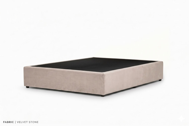 Zoey Bed Base - Queen - Velvet Stone Queen Bed Bases - 1