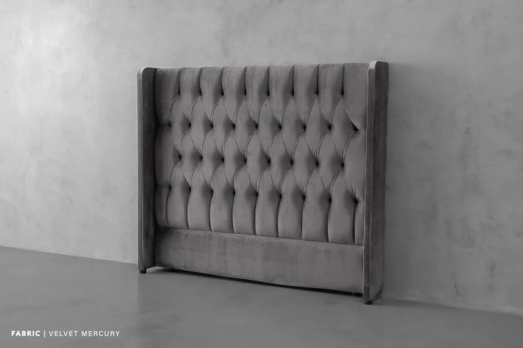 Demo - Genevieve Headboard - Double - Velvet Mercury Demo Clearance - 1