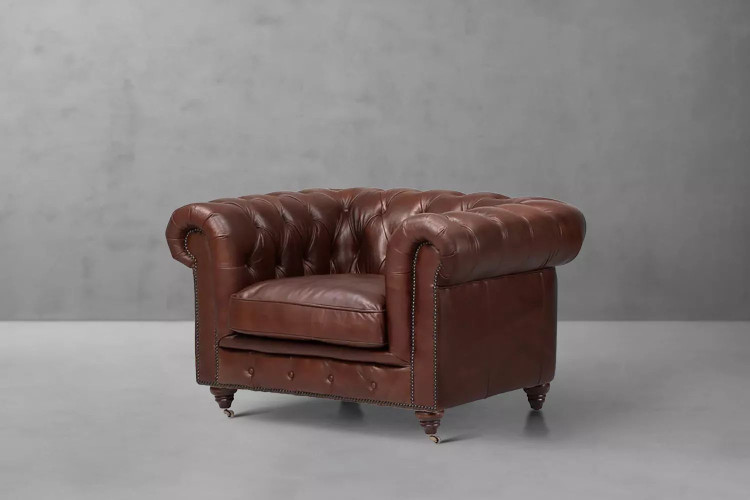 Jefferson Chesterfield Leather Armchair - Brown Demo Clearance - 1