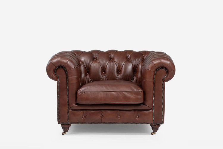 Jefferson Chesterfield Leather Armchair - Brown Demo Clearance - 1