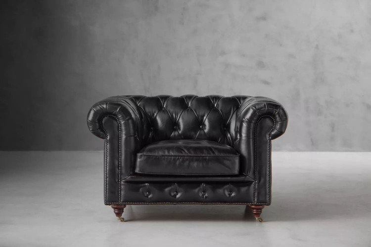 Demo - Jefferson Chesterfield Leather Armchair - Burnt Tobacco Demo Clearance - 2