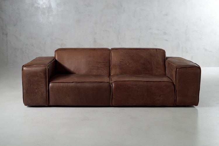 Demo - Jagger Leather 3-Seater Couch - Spice Demo Clearance - 1