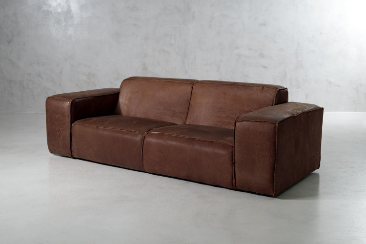 Demo - Jagger Leather 3-Seater Couch - Spice Demo Clearance - 1