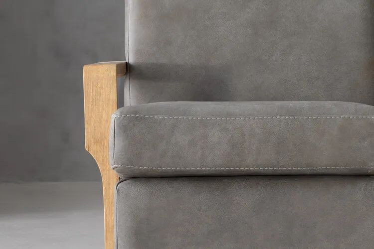 Demo - Elara Leather Swivel Armchair - Graphite Demo Clearance - 2