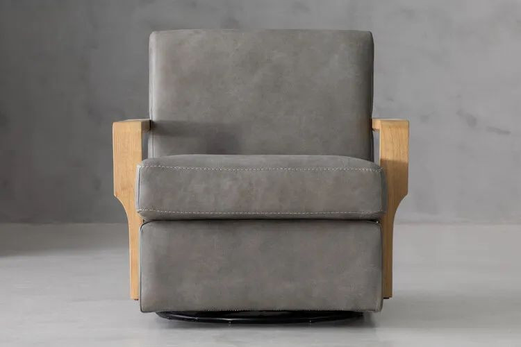 Demo - Elara Leather Swivel Armchair - Graphite Demo Clearance - 2