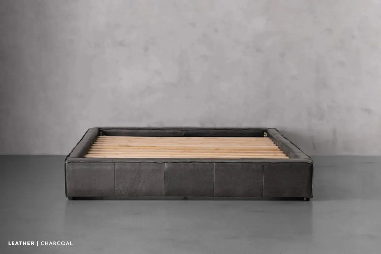 Demo - Kendrix Leather Bed Base - KXL - Charcoal Demo Clearance - 1