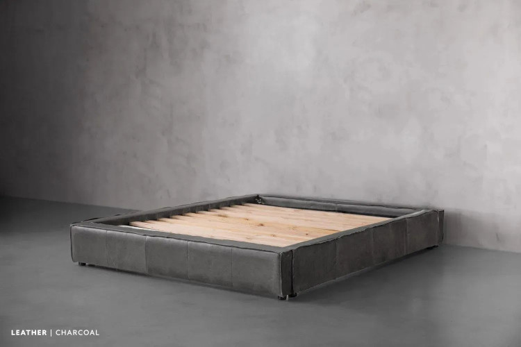 Demo - Kendrix Leather Bed Base - KXL - Charcoal Demo Clearance - 1