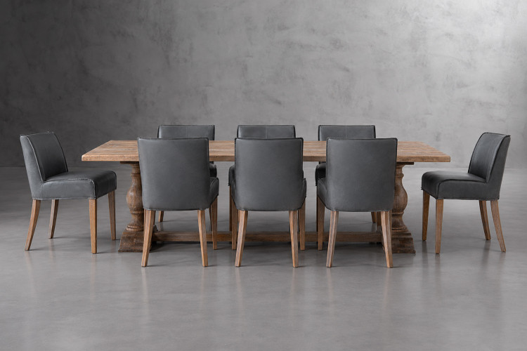 Bordeaux Christian 8-Seater Leather Dining Set - 2.4m - Storm Grey 8-Seater Dining Sets - 1
