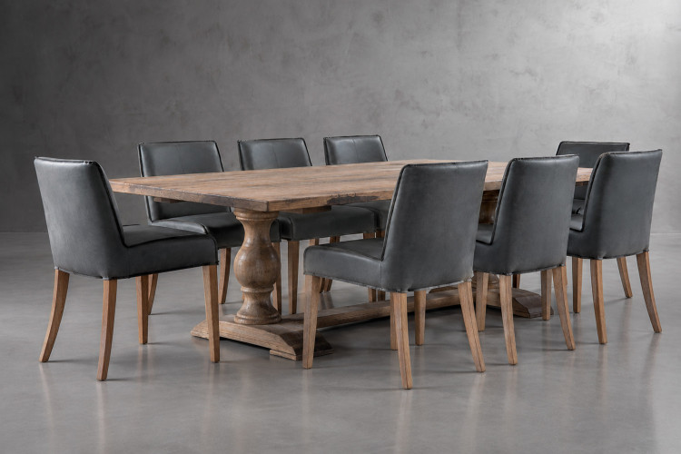Bordeaux Christian 8-Seater Leather Dining Set - 2.4m - Storm Grey 8-Seater Dining Sets - 1