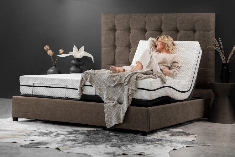 SlumberFlex Ariella Adjustable Bed - King XL - Alaska Brown Adjustable King XL Beds - 1