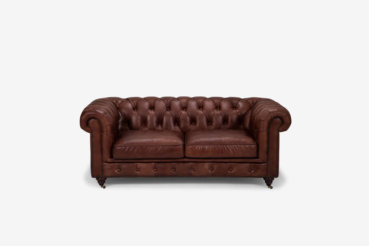 Jefferson Chesterfield 2 Seater Leather Couch - Brown