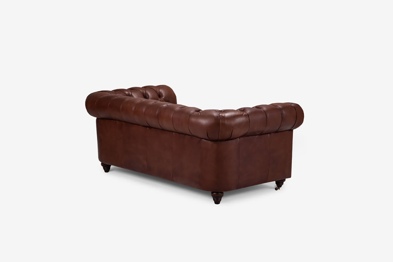 Jefferson Chesterfield 2 Seater Leather Couch - Brown -