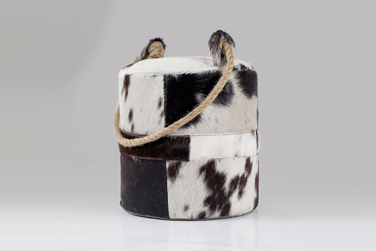 T-LDS-BKWH - Cow Hide Leather Door Stop - Black & White -