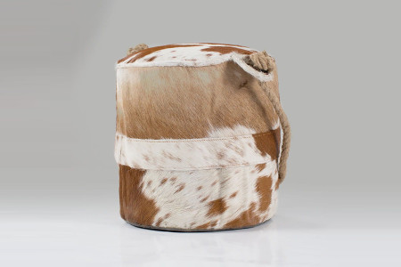 Brown and White Cow Hide Leather Door Stop -