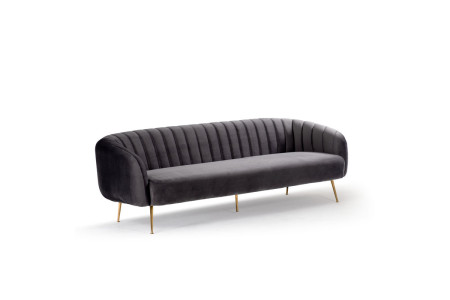 Corbin 3 Seater Velvet Couch - Charcoal