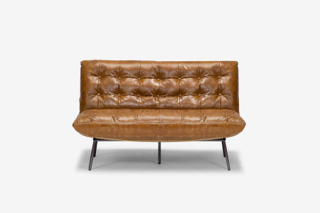 Fidel 2 Seater Leather Couch - Tan
