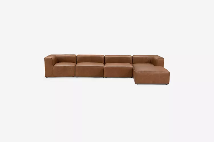 Burbank Modular Leather Couch - Tan| Leather Couches | Lounge | Living | Cielo -