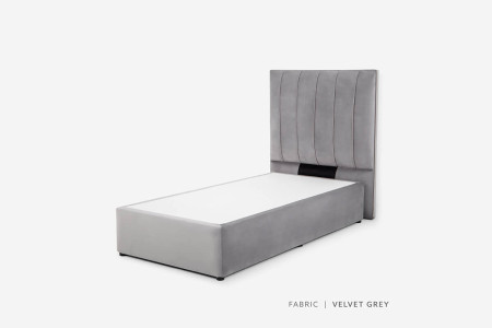Harlem Bed - Single Extra Length | Velvet Grey