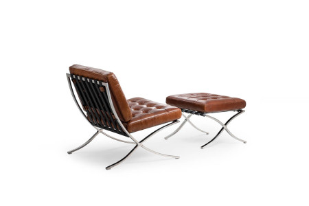 Replica Barcelona Chair + Footstool - Tan| Armchairs for Sale | Living | Cielo -