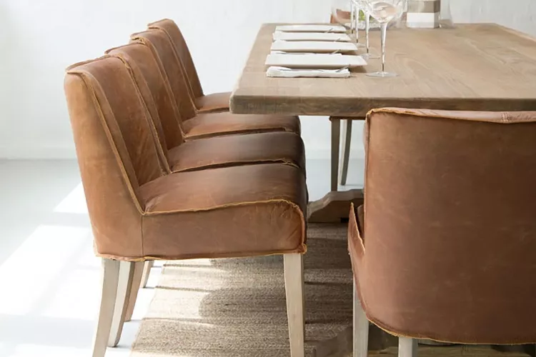 Bordeaux Christian 8 Seater Leather Dining Set - 2.4m