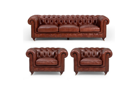 Jefferson Leather Lounge Suite - Brown