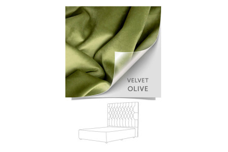 Catherine Diamond Tufted Bed - Three Quarter | Velvet Olive