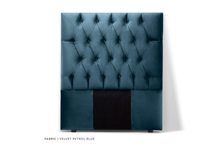 Catherine Bed - Single Extra Length | Velvet Petrol Blue