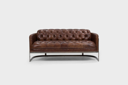 Heston Chesterfield Couch - Brushed Metal | Leather Couches -