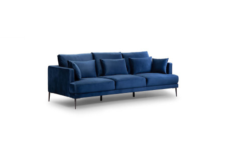 Ambra 3 Seater Couch - Velvet Dark Blue