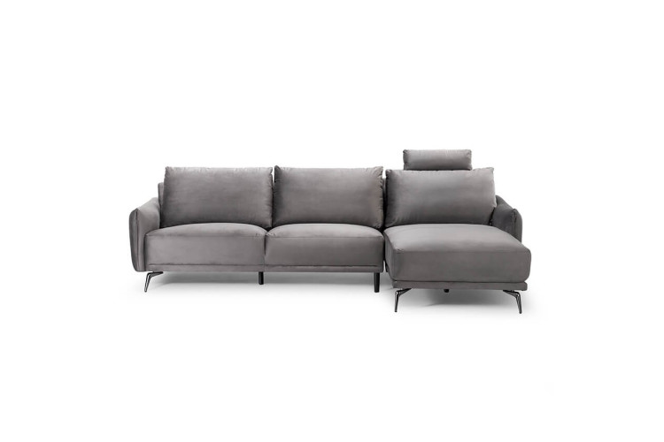 Angeletta Corner Couch - Velvet Dark Grey -