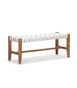 Zachary Leather Bench - White
