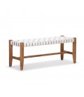 Zachary Leather Bench - White