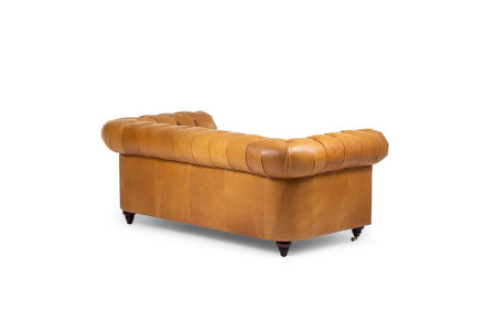 Jefferson Chesterfield 2 Seater Leather Couch -  Tan Brown -