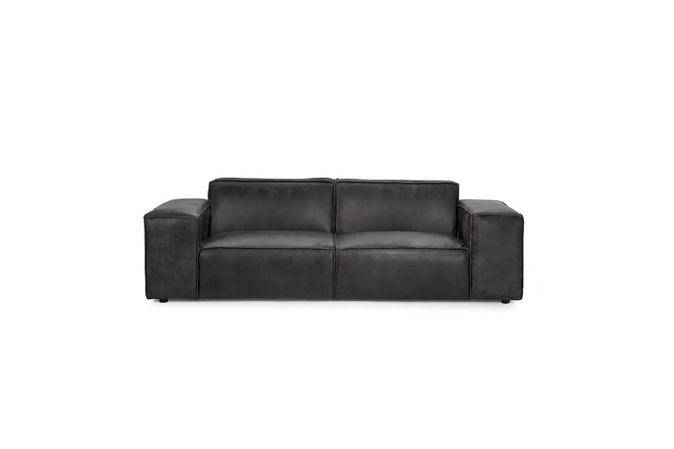 Jagger 3 Seater Leather Couch - Lead Leather Couches - 1
