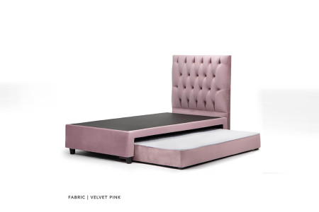 Skyler Dual Function Bed - Velvet Pink - Three Quarter -