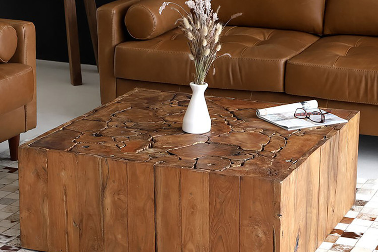Lyra Teakroot Square Coffee Table for Sale -