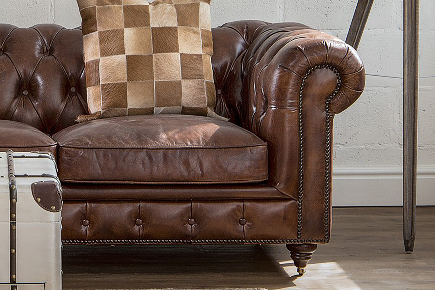 Jefferson Chesterfield  2 Seater Couch - Vintage Brown -