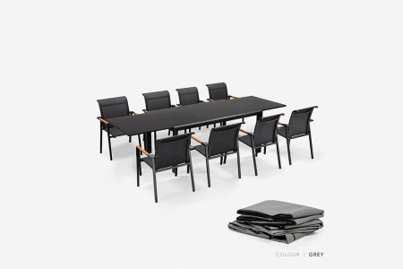Villora Patio Dining Set - 8 Seater - Protective Cover - Grey| Patio Covers | Patio | Cielo -